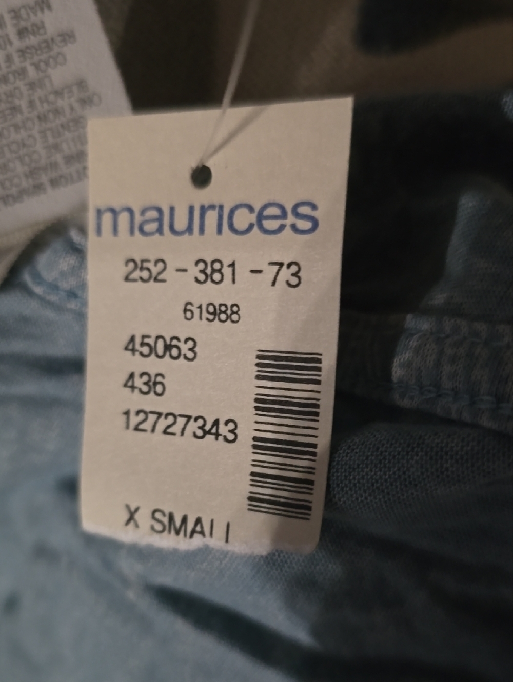 Maurices Light Blue Paisley Long Sleeve Hooded Tee - Picture 2 of 2